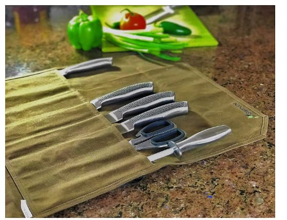 Canvas Knife Roll Bag - Knife Storage Green[TT] Green 206