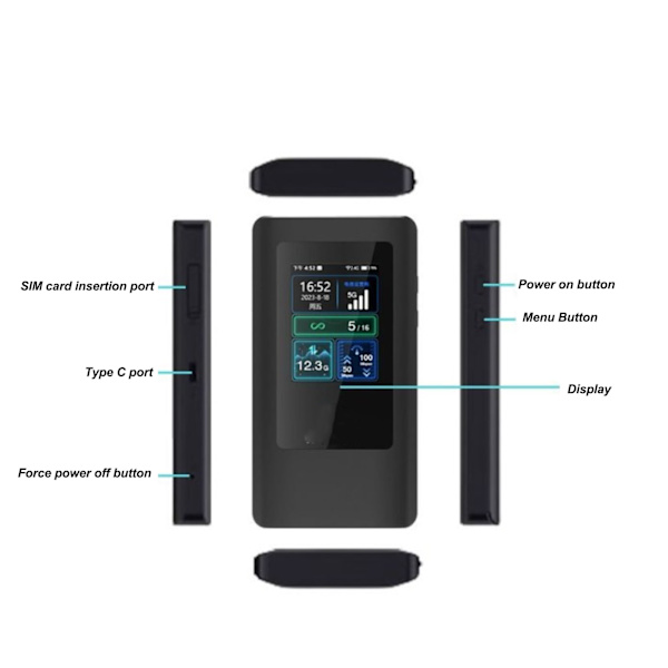 5G WiFi Mobil Hotspot 8-kärnig CPU WiFi6-teknik Delning av 5G och 4G LTE Hotspot 16 Anslutna Enheter 10000mAh 5G Portabel WiFi