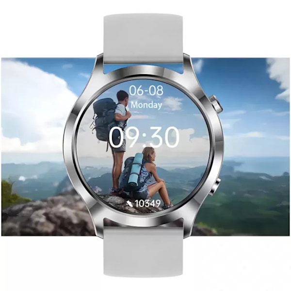 Smartwatch smartwatch notifikationer whatsapp messenger sociala nätverk svar bluetooth samtal utbytbar bakgrundsbild silver sport puls legering
