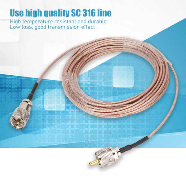 PL259 Kontakt Koaxialkabel Låg Förlust 10m Längd SC316 Radiokabel för Antenn SWR-mätare