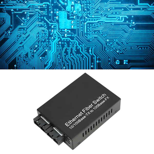 Fiber Media Converter Tx1310nm SC Dubbel Fiber Singlemode 100Mbps Fiber Optisk Transceiver Upp till 25km RJ45 Port 100‑240V EU-kontakt