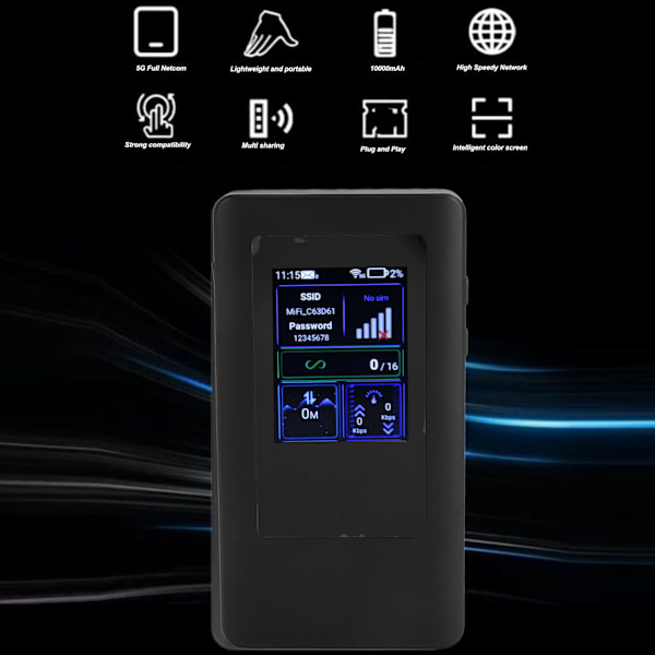 5G WiFi Mobil Hotspot 8-kärnig CPU WiFi6-teknik Delning av 5G och 4G LTE Hotspot 16 Anslutna Enheter 10000mAh 5G Portabel WiFi