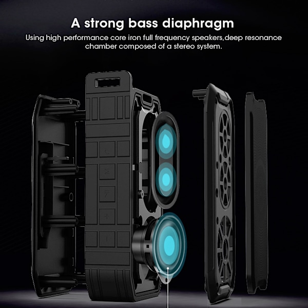 Bärbar X2 Trådlös Bluetooth 5.0 Högtalare Subwoofer Utomhus IPX7 Vattentät Stereo Svart