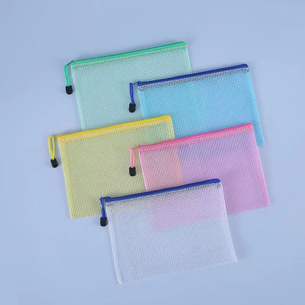 10 pcs A5 Plastic Pockets, Zip Bags A5 Mesh Document Folder for File Storage, School