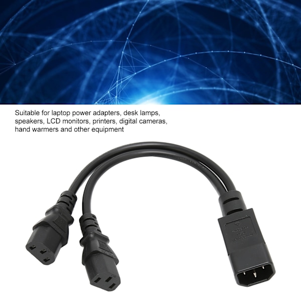 IEC320 C14 till 2 X C13 Hona Y Splitter Strömkablar 1 in 2 Ut 2500W 10A 250V Strömförlängningskabel för LCD-skärmar