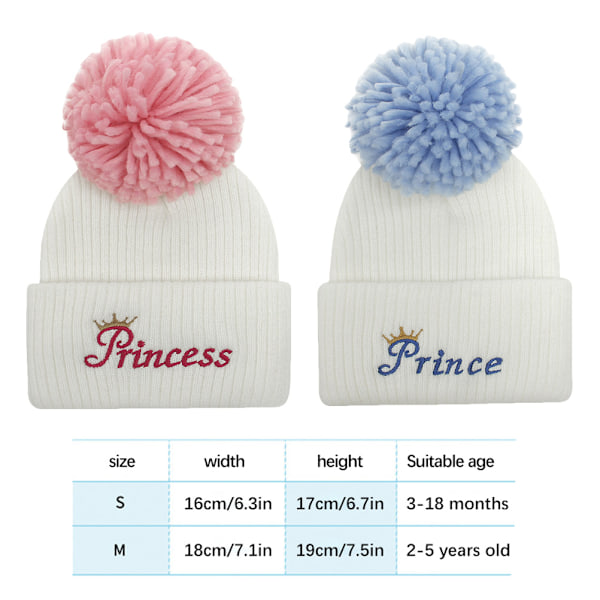 Stickad Mössa Barn Vinter Varm Tjock Stickad Mössa Broderade Bokstäver Höst Ullmössa med Pompom för Pojkar Flickor