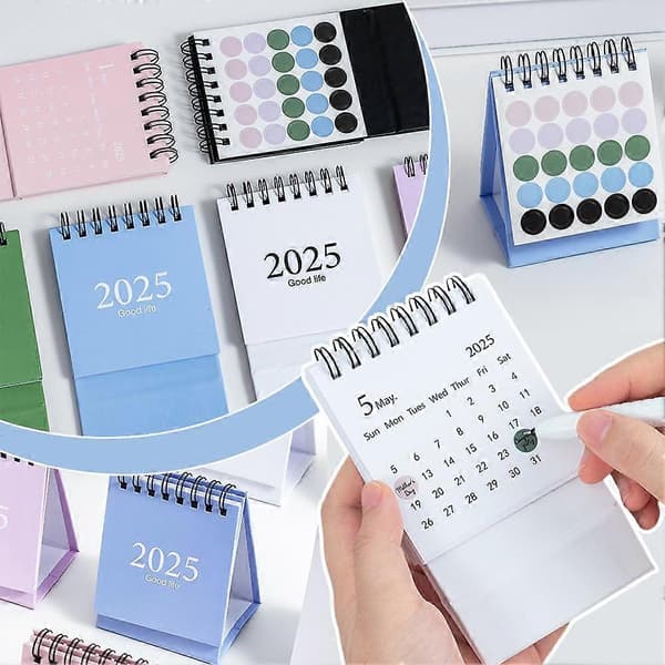 2025 Mini Skrivebordskalender Bordkalender Innbindingskalender Dekor[TT] White