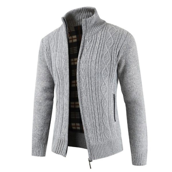 1 stk fortykket strikket genser for menn - lys grå Light Gray 2XL