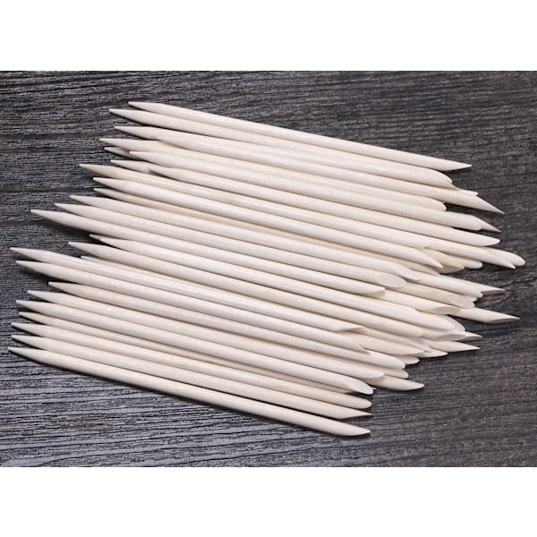 Naturligt apelsinträ, multifunktionell nagelbandspusher & precisionsspetsar, 100 st salongskvalitets manikyr- och pedikyrverktyg, 11,2 cm längd, 0,4 cm