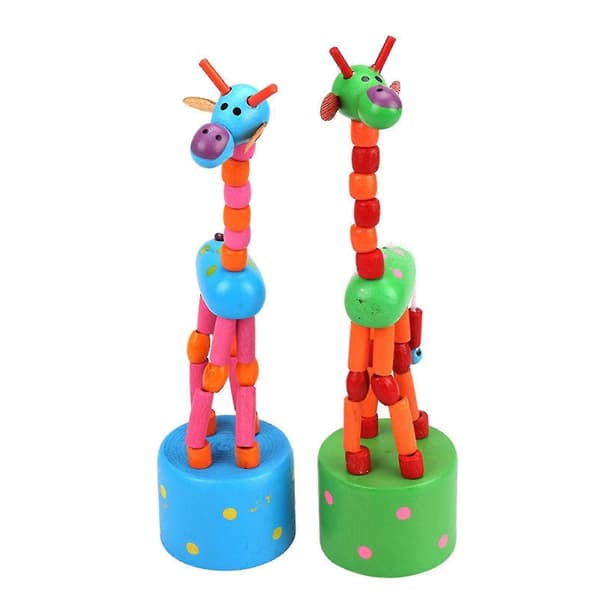 Farverigt giraflegetøj til børn, trykbase, dansende svingkrop, giraf, træskrivebordslegetøj [WSY]