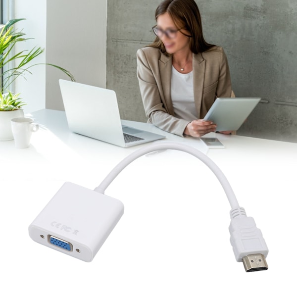 HD Multimedia Interface till VGA Adapter ABS 1080P/1.4 Utgång Plug and Play HD Multimedia Interface till VGA Konverter Vit