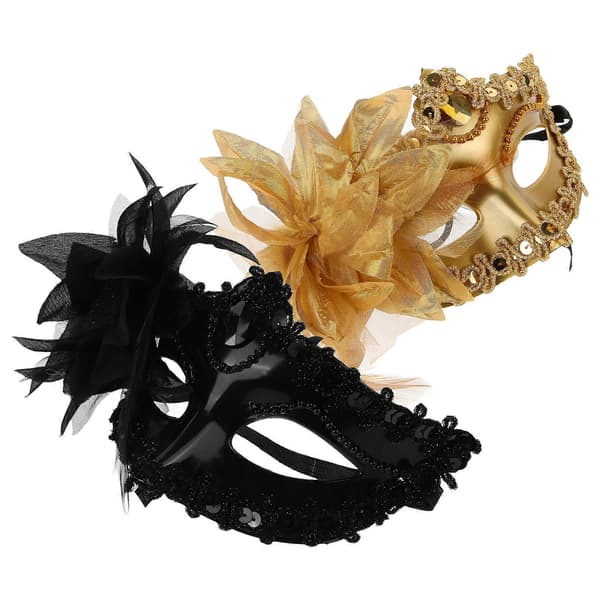Maskedekorasjon til kostymefest, 4 stk. masker i assorterte farger