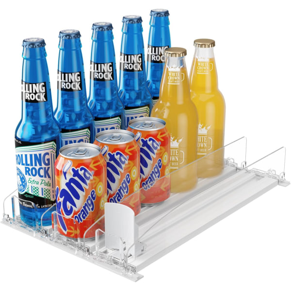 Organizer för kylskåp - [Stabilize-Speed ​​Damper] Automatisk Pusher Glide Soda Dryckesburk Dispenser Beverage Organizer för kylskåp 14,96"D,
