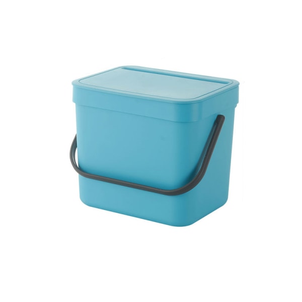 Orgaaninen jäteastia 6l kannella ja kahvalla keittiöön, muovi (PP) BPA-vapaa, sininen/antrasiitti, 6l (23,5 x 20,0 x 20,8 cm) blau