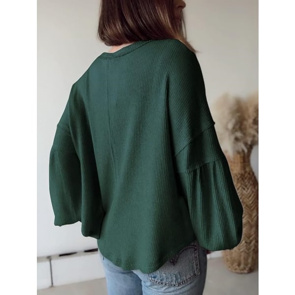 1 stk løs strikket pulloverskjorte - grønn green XL