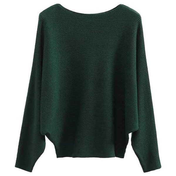 1 stk strikket genser--mørkegrønn--one size fits all