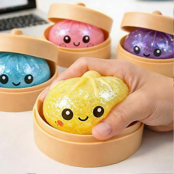 Glitter Dumpling Squishy Box Set Mjuk för Stresslindring Sensorisk Lek Present Pink