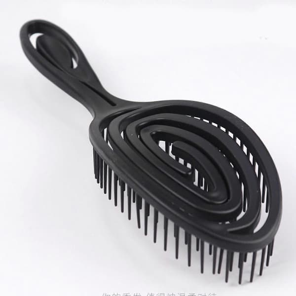 Ventilert hårbørste for flokete krøllete hår black abs plastic 22.8x7cm