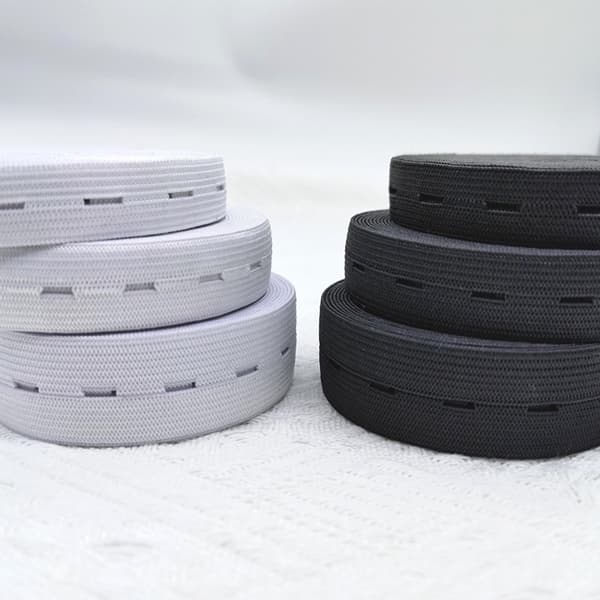 Elastisk knaphulsbånd Elastisk bånd, praktisk og alsidigt Sort Black Bredd: 2,5cm