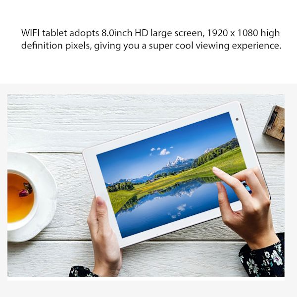 8-tums Tablet 4GB 64GB RAM Dubbla SIM Dubbel Standby 8000mAh Batteri 1920x1080 Dubbel Kamera MTK6592 Processor WIFI Tablet 10‑240V Blå