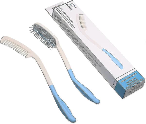 Long Handle Comb And Hair Brush Set Suitable For Elderly And Disabled People With Inconvenient Upper Limb Activities (2 Pcs)