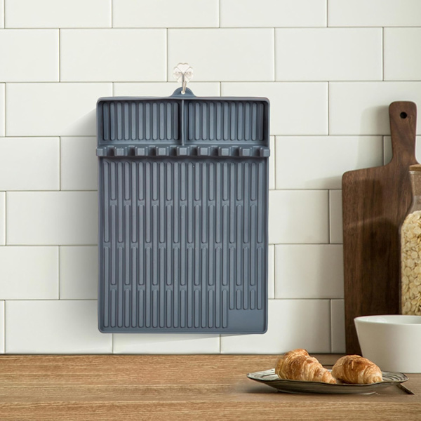 Verktygsmatta i silikon för Blackstone, stor silikonspatelmatta med droppdyna, hållare för grill BBQ Caddy redskap för kök, matlagning och
