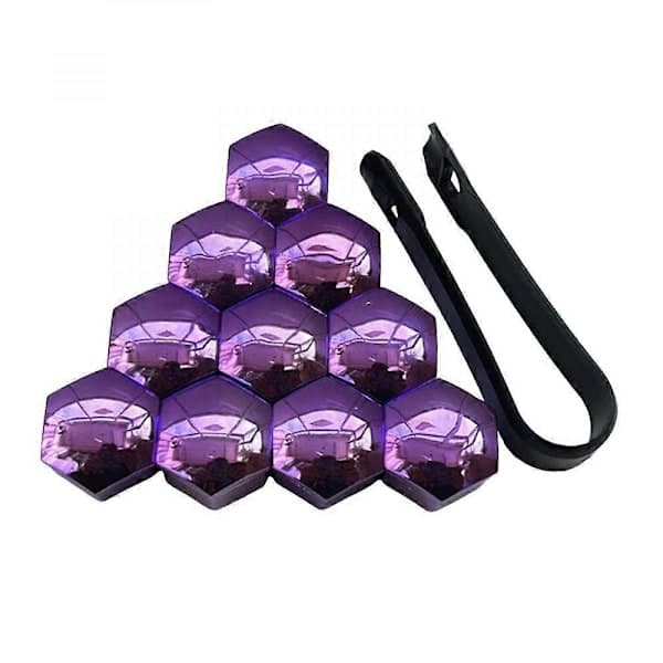 20 stk hjulmutterdeksler til bil, rustbeskyttelse, sølv, 17 mm lilla 17 mm valgfritt Purple 17mm