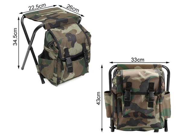 Reppu kokoontaitettavalla jakkaralla - 10 L 1300