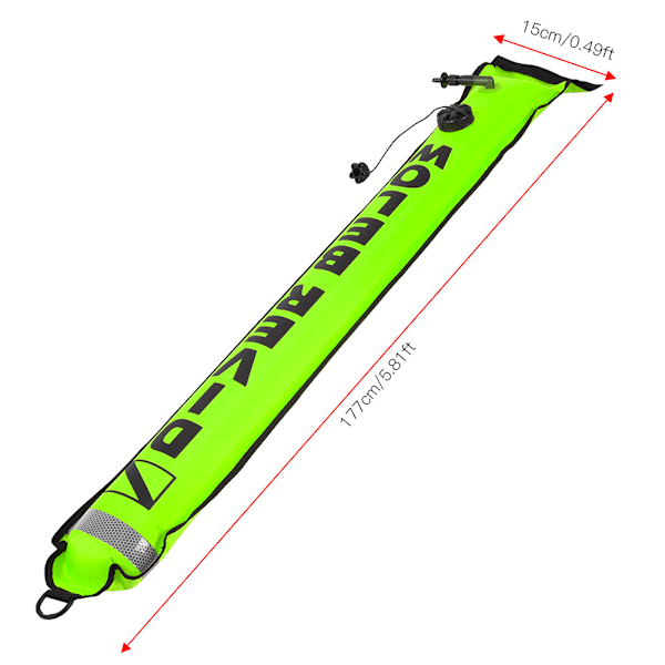 6FT Høy synlighet Oppblåsbar Scuba Diving SMB Overflate Signal Markør Bøye (Fluorescerende Gul)