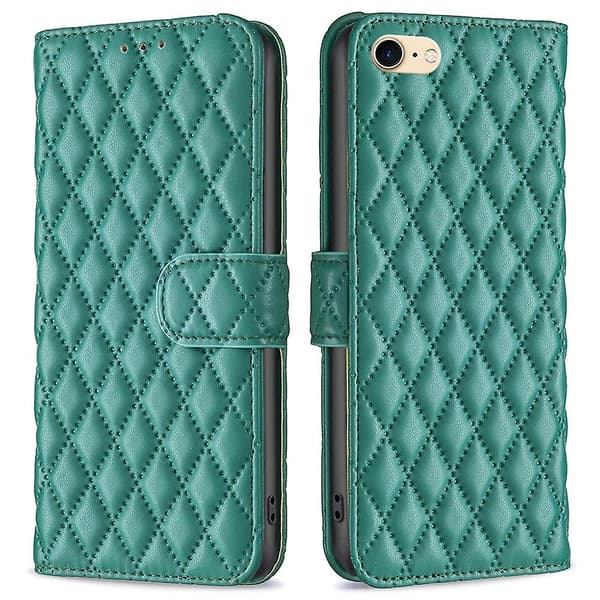 For iPhone 7/8/SE (2020)/SE (2022) BF Style-14 Rhombus Horizontal Stand Matte Wallet Case [DB] Gr Green Style C iPhone SE (2022)