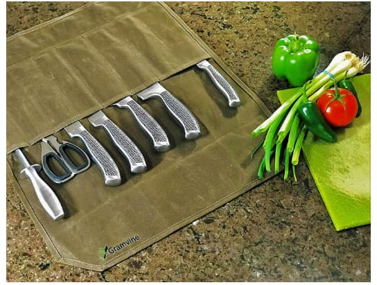 Canvas Knife Roll Bag - Knife Storage Green[TT] Green 206