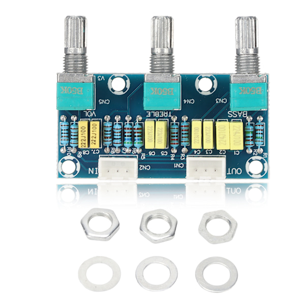 XH‑M802 Förförstärkarkort HiFi 2 Kanaler Justerbar PCB Diskant- och Basjusteringskort