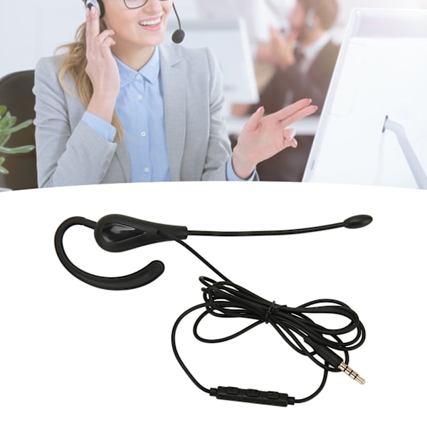 Enkelsidigt headset med mikrofon, trådbundet, brusreducerande, lätt monauralt headset för callcenter, kontor, 3,5 mm