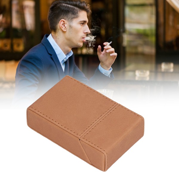 Cigarettes Box PU Leather Holder Cigarettes Box Case for 20PCS Cigarettes Travel Home Brown