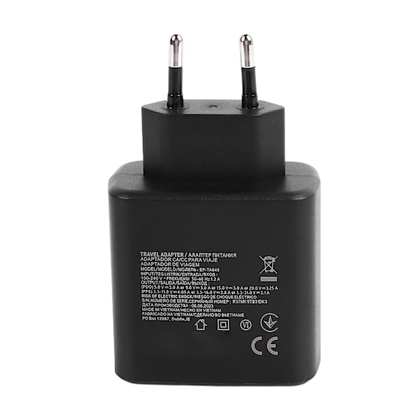 Laddare för Galaxy S22 PD 45W Snabbtelefonladdare Adapterblock för Android-enheter EU-kontakt 100 till 240V Svart