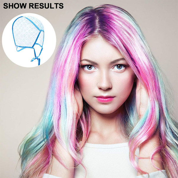 Blå Hårfärgning Hättor, 6 st Engångs Salon Frosting Hättor Med Justerbara Snören Och Precisionshål, Inkluderar Professionell Nål För Exakt
