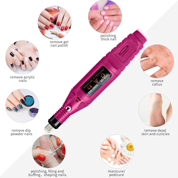 Bärbar Nagelborrkit, Professionella Pedikyrverktyg Med Multifunktionsverktyg Och Justerbar Hastighet, Lättviktsdesign För Salong Eller Personligt Bruk