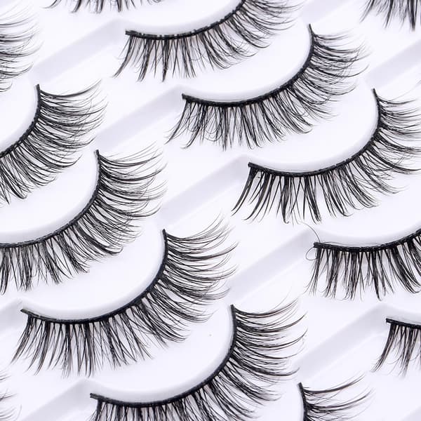 False Eyelashes 20 Pairs, 14mm 3D Fluffy Wispy Lashes, Natural Cat Eye Look for Everyday and Special Occasions Style 20-059