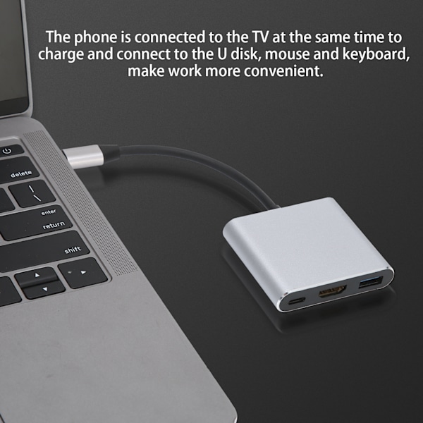 3-i-1 TypeC Dockningsstation TypeC till HD Multimedia Interface USB 3.0/TypeC Adapter