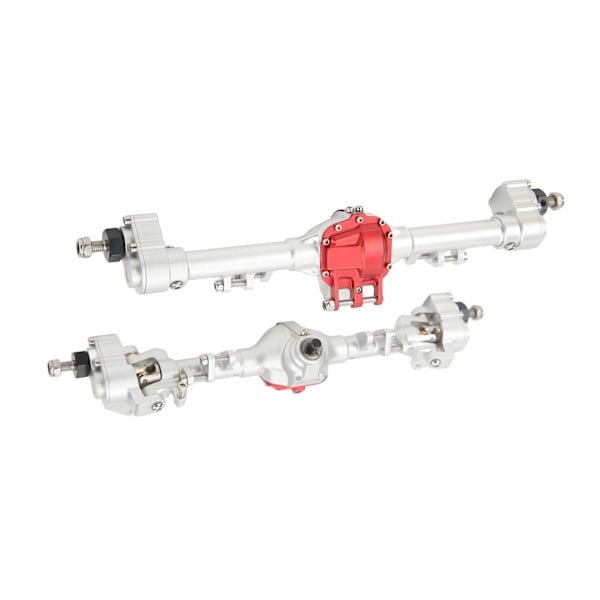 RC-axel i aluminiumlegering, integrerad CNC-höjd, främre och bakre portalaxel för Axial SCX10 II 90046 90047 D90 D110 1/10 RC-bil, silverröd