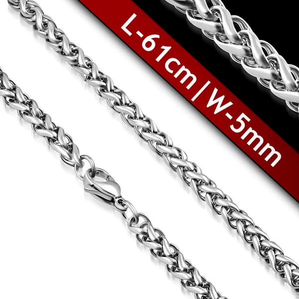 Halskæde i Rustfrit Stål 316L i Sølvfarve i Rebmodel - Klassisk Halskæde / Stålkæde - B 5 mm L 61 cm Silver silver