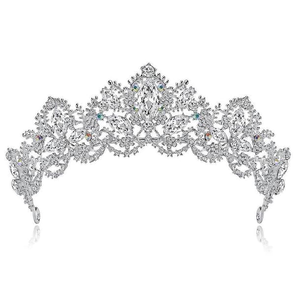 Elegant Krystal Tiara Krone til Kvinder Bryllupper Gallafester Fødselsdage med Rhinsten Sølv[TT]