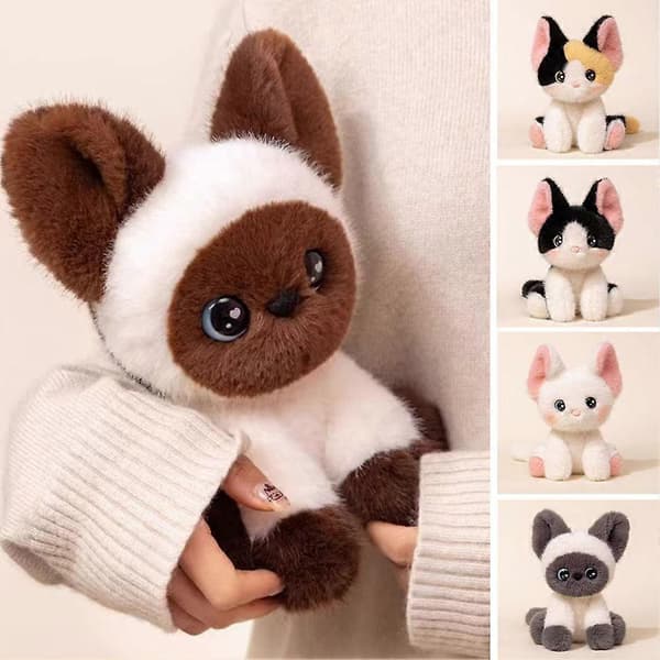 24 cm søt katte-plysjleke Brown