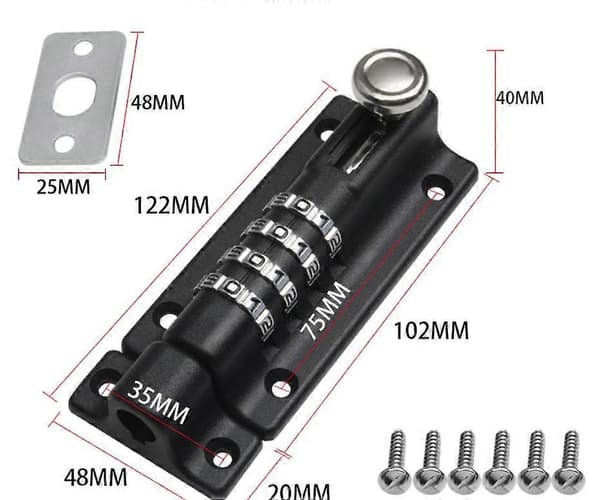 Combination Lock, Code Lock for Door, Waterproof 4-Digit Combination Lock with Screws, Black [DB]