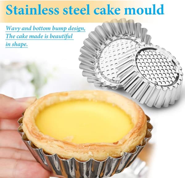 20 pakker cupcakeforme, 3,8 tommer rustfrit stål mini tærte tartlet cupcake kage muffinsform bageform bageværktøj