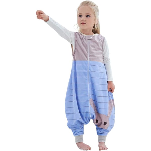 Barnesovepose med ben Varm myk pyjamas, jente gutt vintersovepose Jumpsuit uten ermer Sovepose med føtter Flanell pyjamas Blau M(3-5 Jahre)
