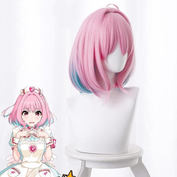 30 cm/12 tommer middels lange rette parykker for menn (rosa), CJY