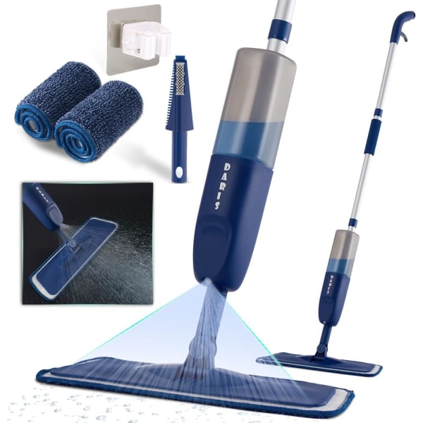 Spray Pro Mop för golvrengöring Våttorr 360 graders spinndamm Hem Kök Lövträgolv Flatmoppar med 500 ML påfyllningsbar flaska Inkluderar 3 mikrofiber