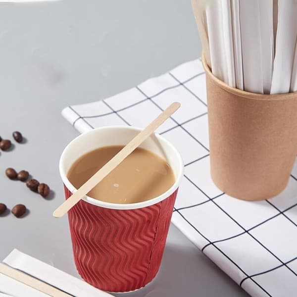 Trækaffeomrørere, 200 stk. individuelt indpakkede kaffepinde Trækaffeomrørere til kaffe og