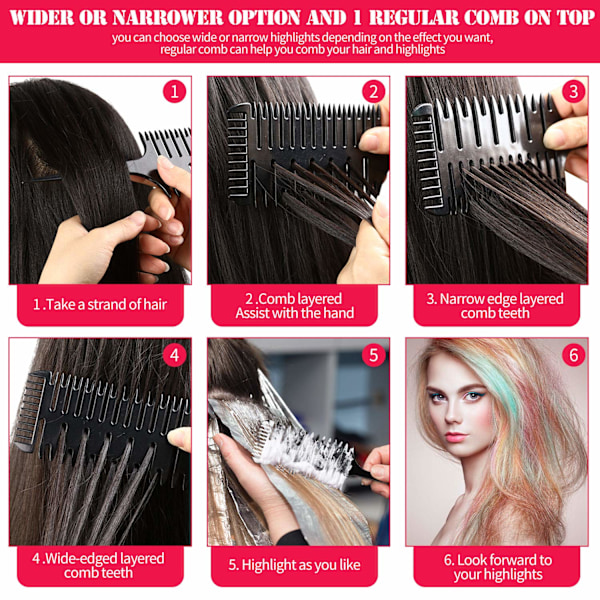 Professionell Stylist Kit, Väv- & Sektionsfolieringskam, Multifunktionella Hårkammar, Flexibel & Kemikalieresistent, Värmebeständig PC,